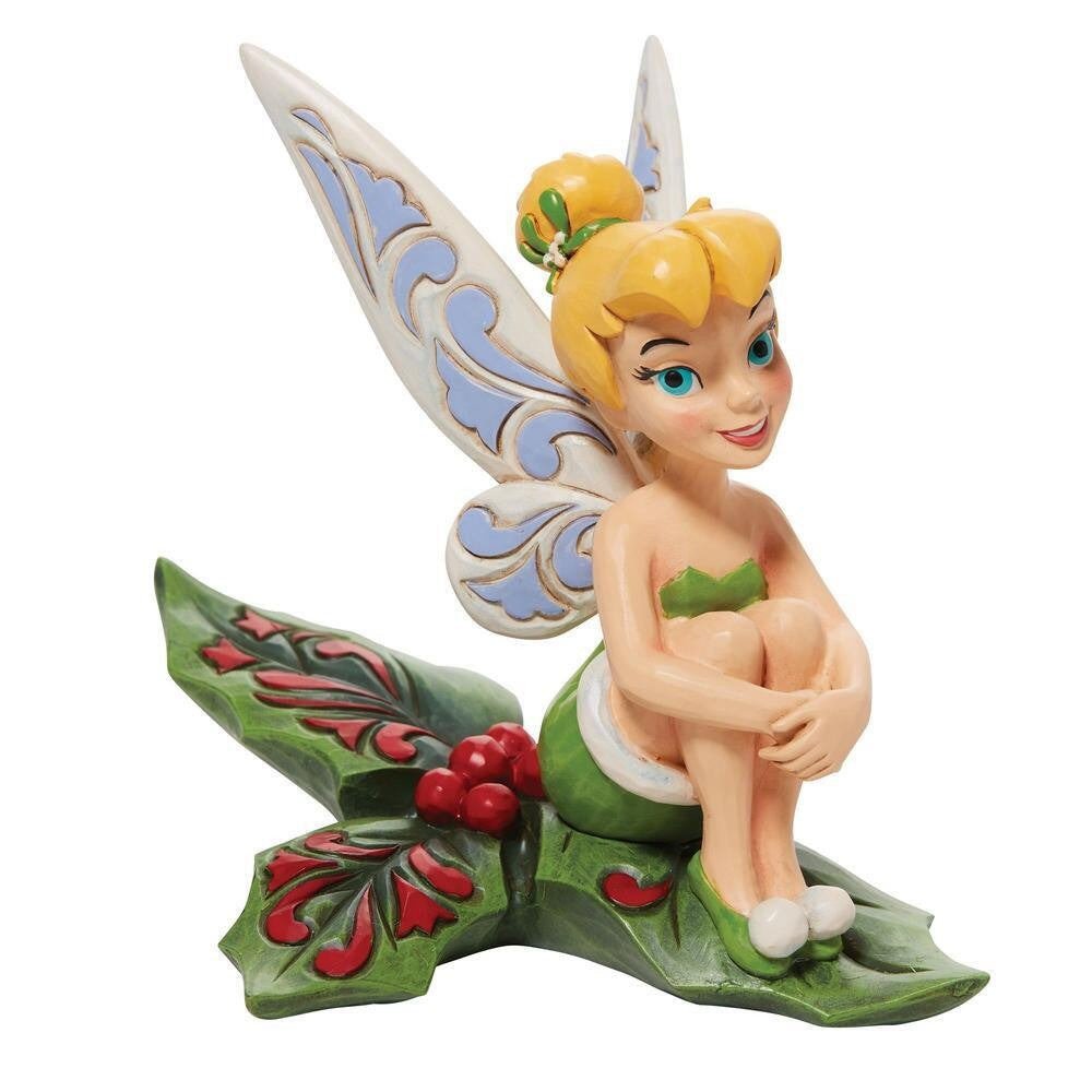 Jim Shore Tinker Bell Sitting On Holly Statue