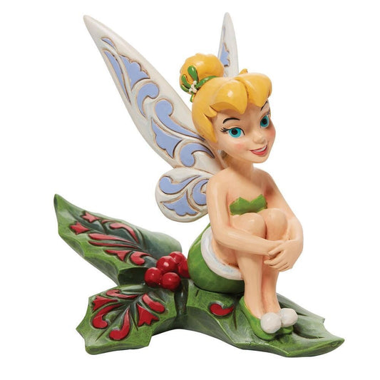 Jim Shore Tinker Bell Sitting On Holly Statue
